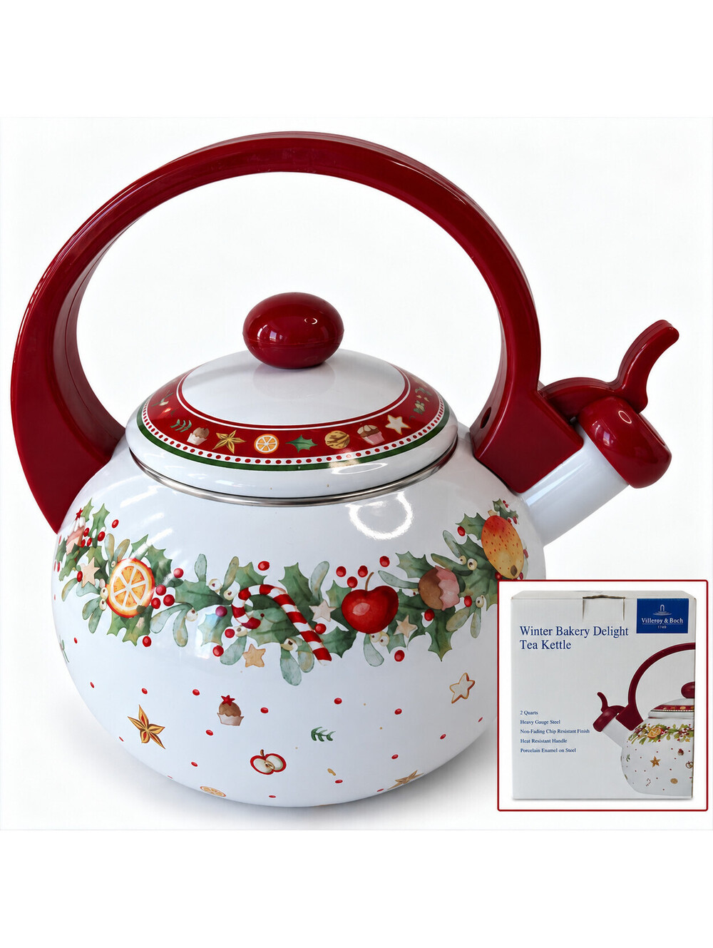 Villeroy & Boch Winter Bakery Delight Whistling Tea Kettle Holiday New Open Box